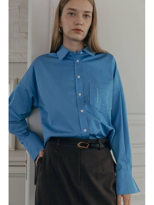 R LOGO OVERSIZED SHIRT BLUE - ILROZE - BALAAN 3