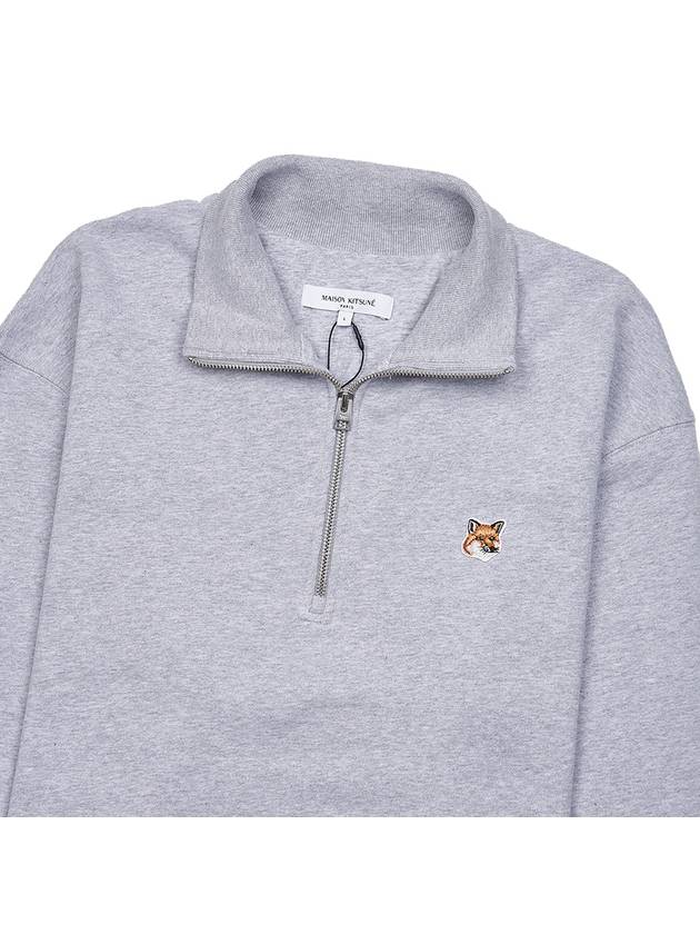 Fox Head Patch Half Zipper Sweatshirt Light Grey Melange - MAISON KITSUNE - BALAAN 4