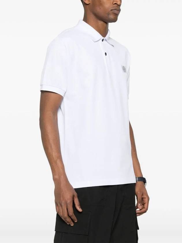 Compass Patch Short Sleeve Polo Shirt White - STONE ISLAND - BALAAN 5