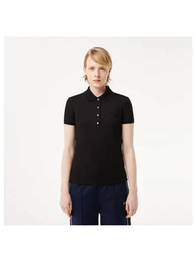 Women s 4 Button Slim Fit Polo Shirt Black - LACOSTE - BALAAN 1