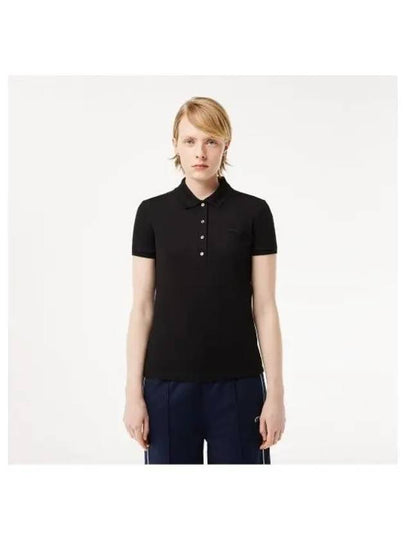 Women s 4 Button Slim Fit Polo Shirt Black - LACOSTE - BALAAN 1