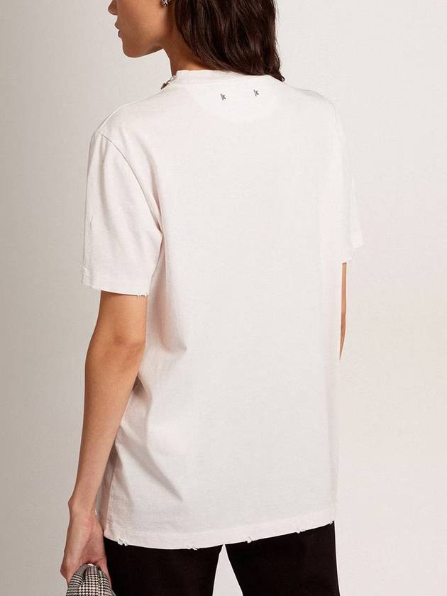 Crystal Neck Point Short Sleeve T-Shirt White - GOLDEN GOOSE - BALAAN 4