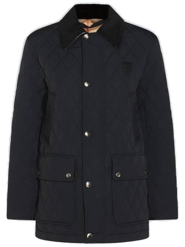 Barn Corduroy Collar Quilted Jacket Black - BURBERRY - BALAAN 2