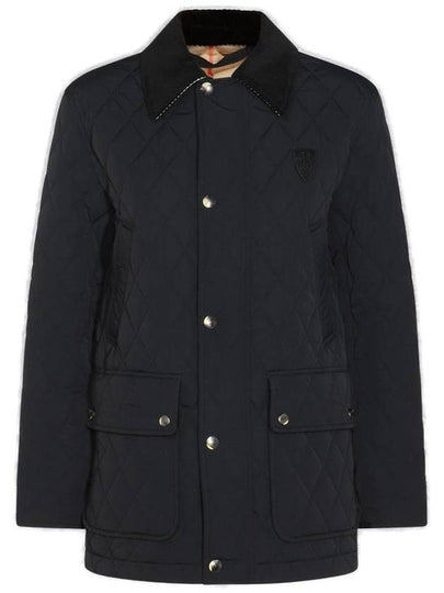 Barn Corduroy Collar Quilted Jacket Black - BURBERRY - BALAAN 2