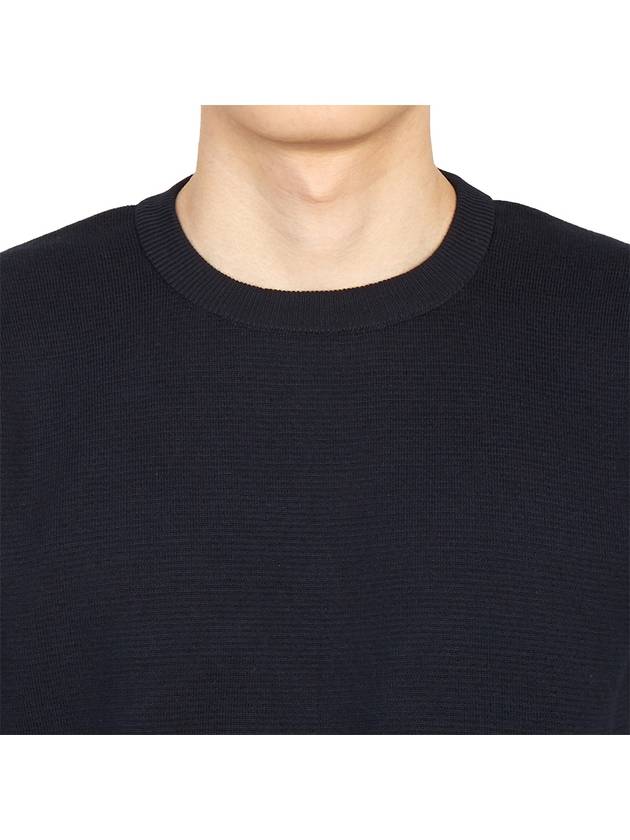 4 Bar Armband Milano Stitch Knit Top Navy - THOM BROWNE - BALAAN 7