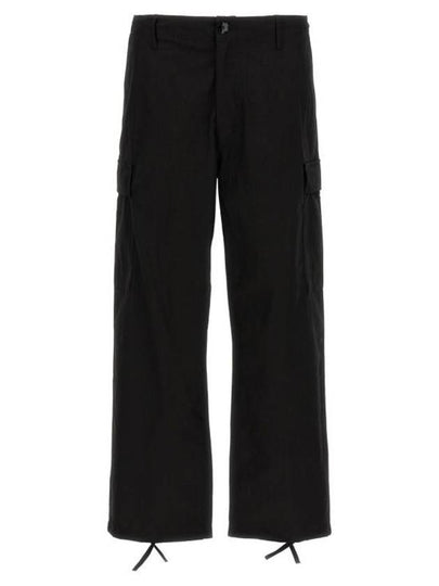 Paris Label Flap Pocket Workwear Cargo Cotton Straight Pants Black - KENZO - BALAAN 2