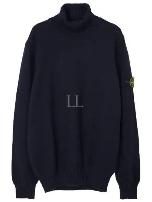 Wappen Patch Loose Fit Cotton Turtleneck Navy - STONE ISLAND - BALAAN 2