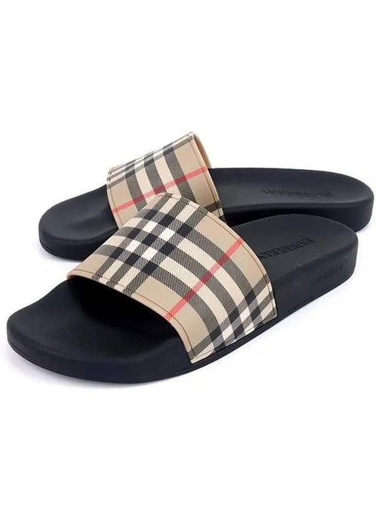 Vintage Check Print Slippers Black Beige - BURBERRY - BALAAN 2