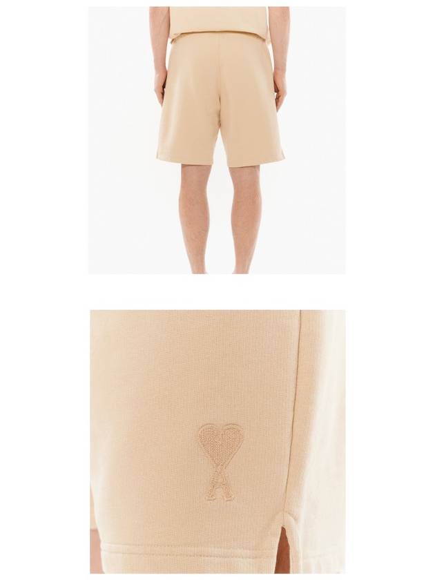 Small Heart Logo Drawstring Shorts Beige - AMI - BALAAN 6