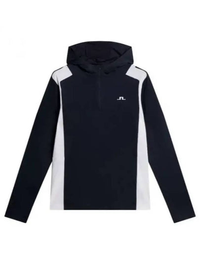 Lucas Quarter Zip Hooded Long Sleeve T-Shirt Navy - J.LINDEBERG - BALAAN 2