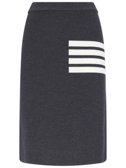 Women's Fine Merino Wool 4 Bar Stitch Pencil Skirt Dark Grey - THOM BROWNE - BALAAN 2