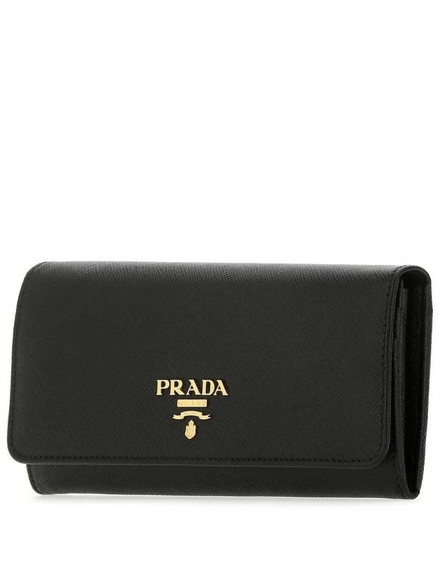 Metal Logo Saffiano Long Wallet Black - PRADA - BALAAN 3