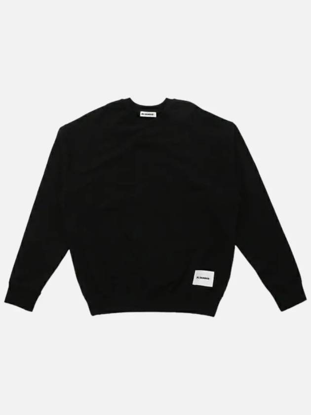 Logo Patch Crew Neck Cotton Sweatshirt Black - JIL SANDER - BALAAN 2