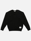 Logo Patch Crew Neck Cotton Sweatshirt Black - JIL SANDER - BALAAN 4