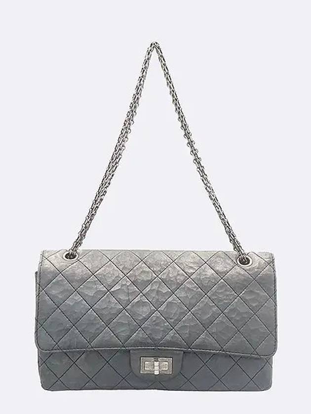 A37590 Black Leather Vintage 2 55 Maxi Silver Chain Shoulder Bag - CHANEL - BALAAN 2