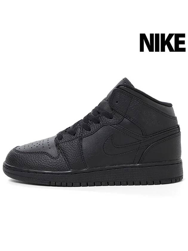 Kids Adult Sneakers Air Jordan 1 Mid Triple Black 554725 091 - NIKE - BALAAN 1