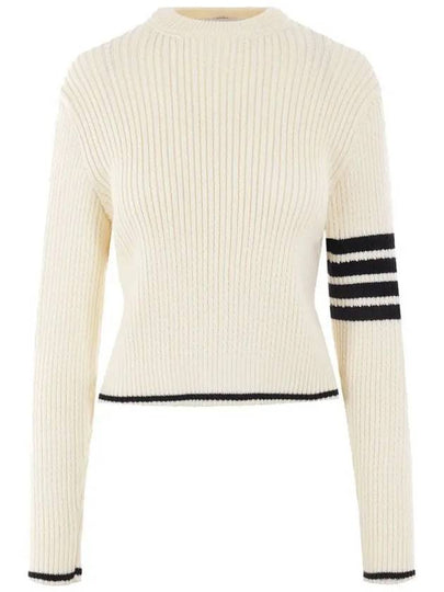 4 Bar Stripe Cable Knit Top White - THOM BROWNE - BALAAN 2