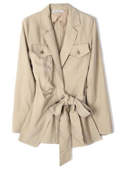 Fleur Flap Pocket Twist Detail Silk Jacket Beige - MAX MARA - BALAAN 2