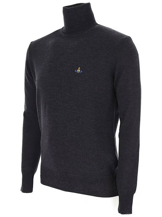 Men's Embroidered Logo Knit Turtleneck Black - VIVIENNE WESTWOOD - BALAAN 5