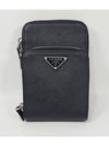 Triangular logo Saffiano phone pouch bag - PRADA - BALAAN 2