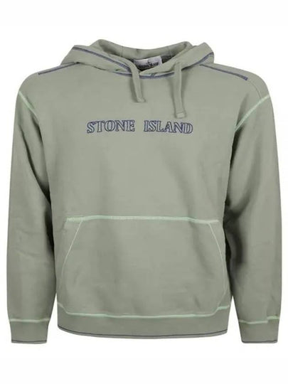 Brushed Cotton Fleece Hoodie Sage Green - STONE ISLAND - BALAAN 2