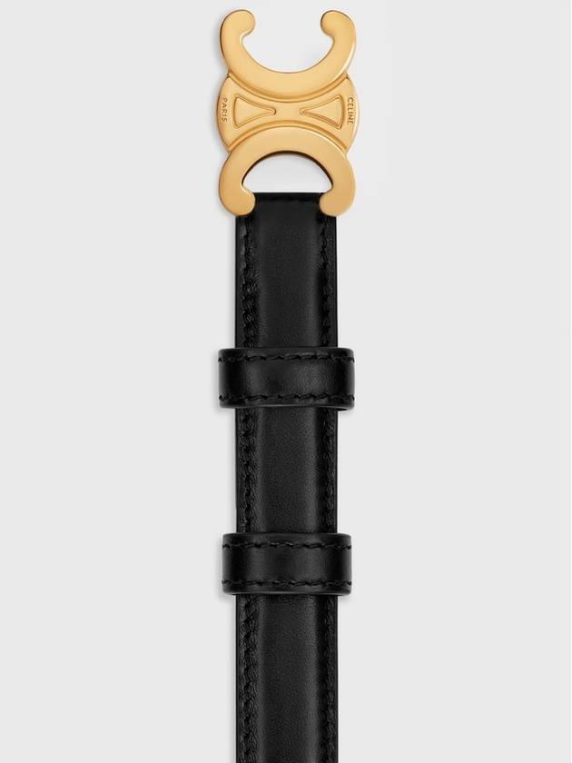 Triomphe Small Taurillon Leather Belt Black - CELINE - BALAAN 3