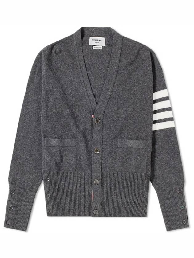 Men's Diagonal Classic Cashmere Cardigan Mid Grey - THOM BROWNE - BALAAN 2