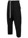 Drawstring Crop Cotton Baggy Pants Black - RICK OWENS - BALAAN 3