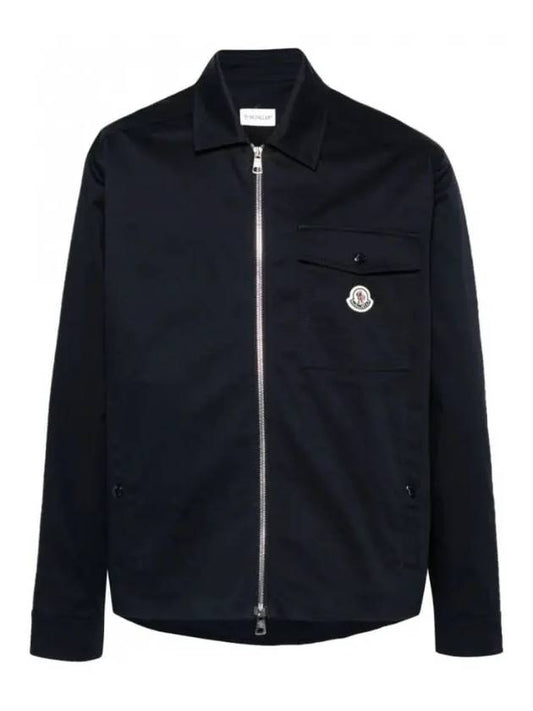 Gabardine Logo Pocket Zip Up Jacket Navy Blue - MONCLER - BALAAN 2