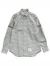 Men's Check Oxford Long Sleeve Shirt Grey - THOM BROWNE - BALAAN 2