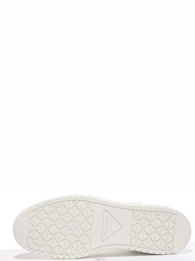 Men's Downtown Triangle Logo Leather Low Top Sneakers White - PRADA - BALAAN 6