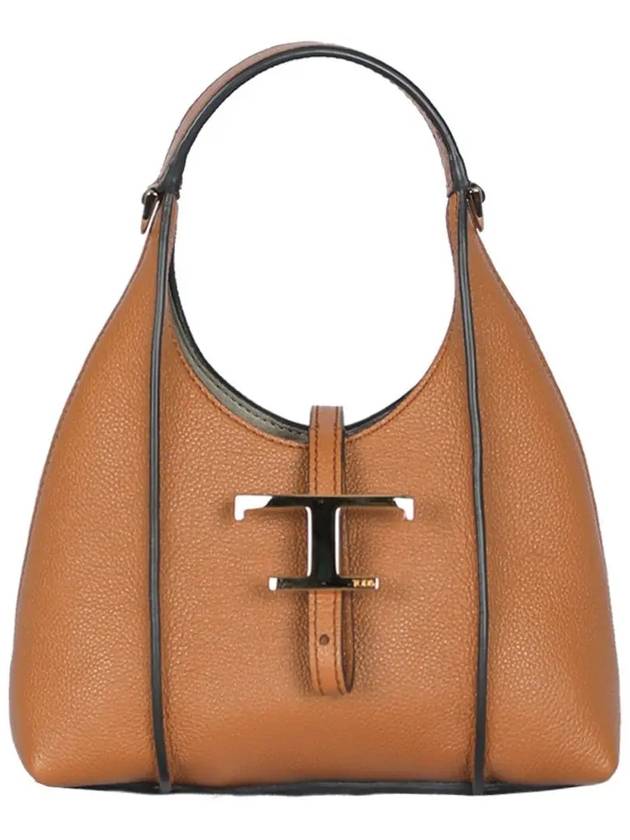 T Timeless Leather Micro Shoulder Bag Brown - TOD'S - BALAAN 3