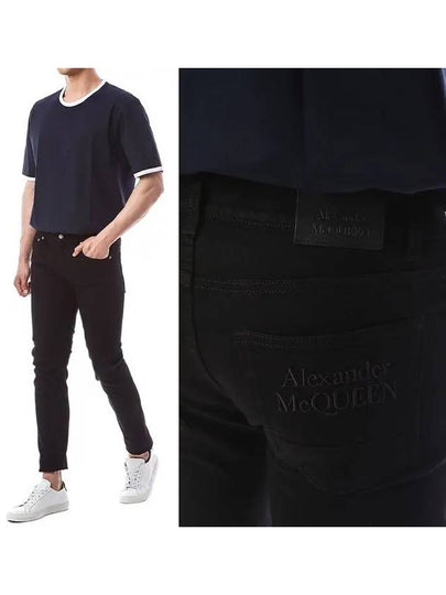 Back Pocket Embroidered Logo Slim Jeans Black - ALEXANDER MCQUEEN - BALAAN 2