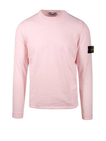 Raw Hand Cotton Crewneck Knit Top Pink - STONE ISLAND - BALAAN 1