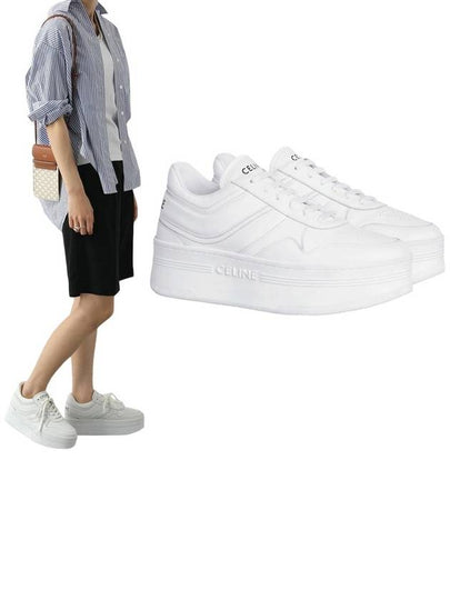 Wedge Outsole Block Low Top Sneakers Optic White - CELINE - BALAAN 2