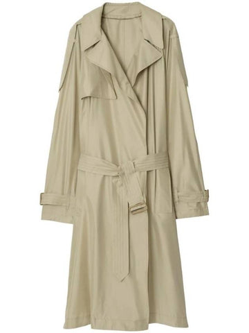 Silk Long Trench Coat Beige - BURBERRY - BALAAN 1