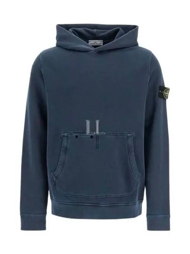 Old Effect Cotton Diagonal Fleece Hoodie Navy - STONE ISLAND - BALAAN 2