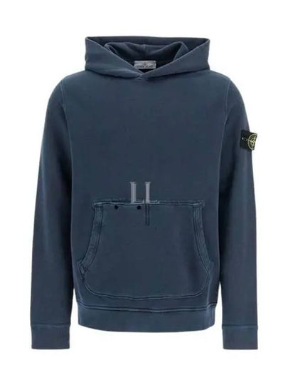 Old Effect Cotton Diagonal Fleece Hoodie Navy - STONE ISLAND - BALAAN 2