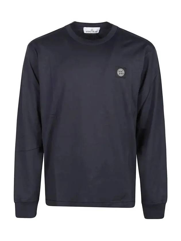 Cotton Jersey Slim Fit Long Sleeve T Shirt Navy Blue - STONE ISLAND - BALAAN 3