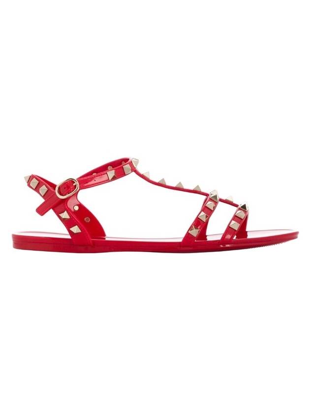 Rockstud Strap Sandals Red - VALENTINO - BALAAN 1