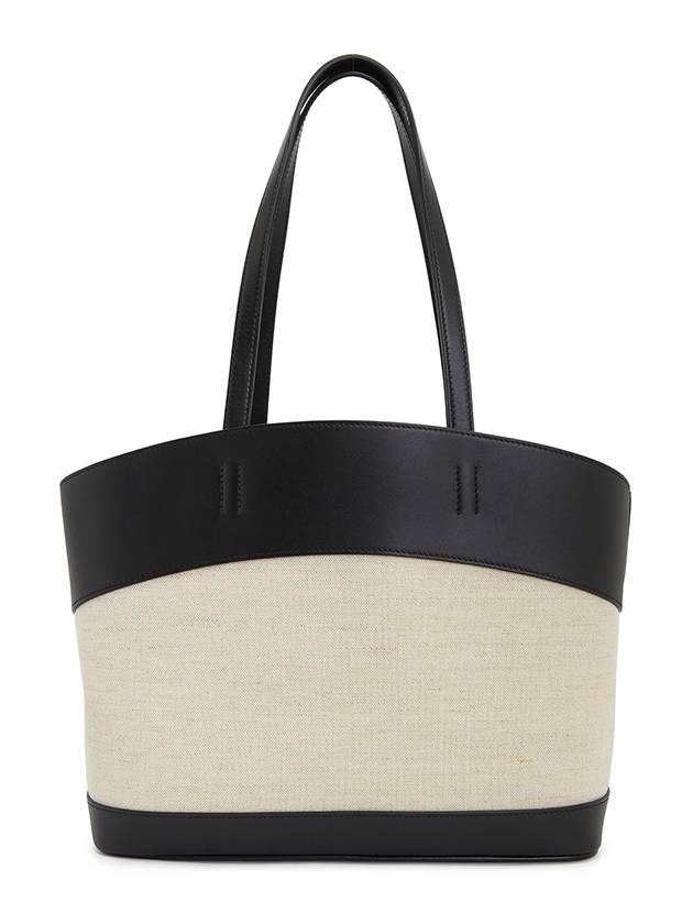 Charming Leather Canvas Tote Bag Black Nude - SALVATORE FERRAGAMO - BALAAN 6