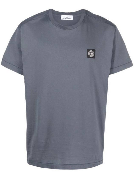 Slimfit Cotton Jersey Short Sleeve T-shirt Grey - STONE ISLAND - BALAAN 1