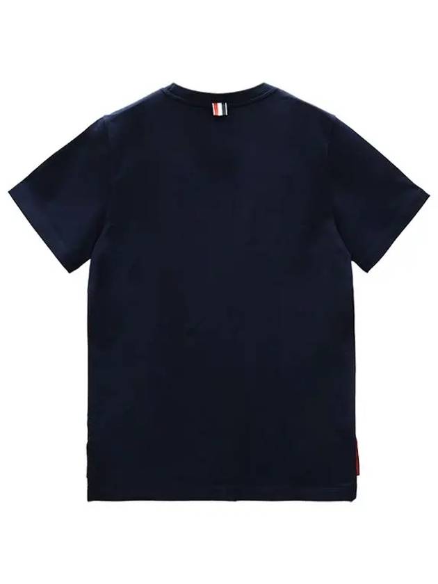 Men's Side Slit Relaxed Short Sleeve T-Shirt Navy - THOM BROWNE - BALAAN 5