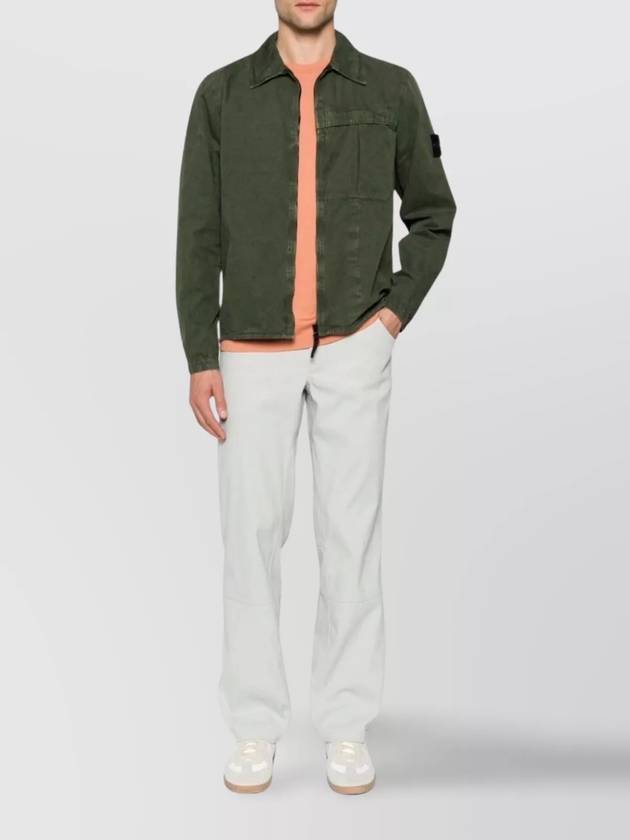 Organic Cotton Shirt Zip Up Jacket Musk - STONE ISLAND - BALAAN 3