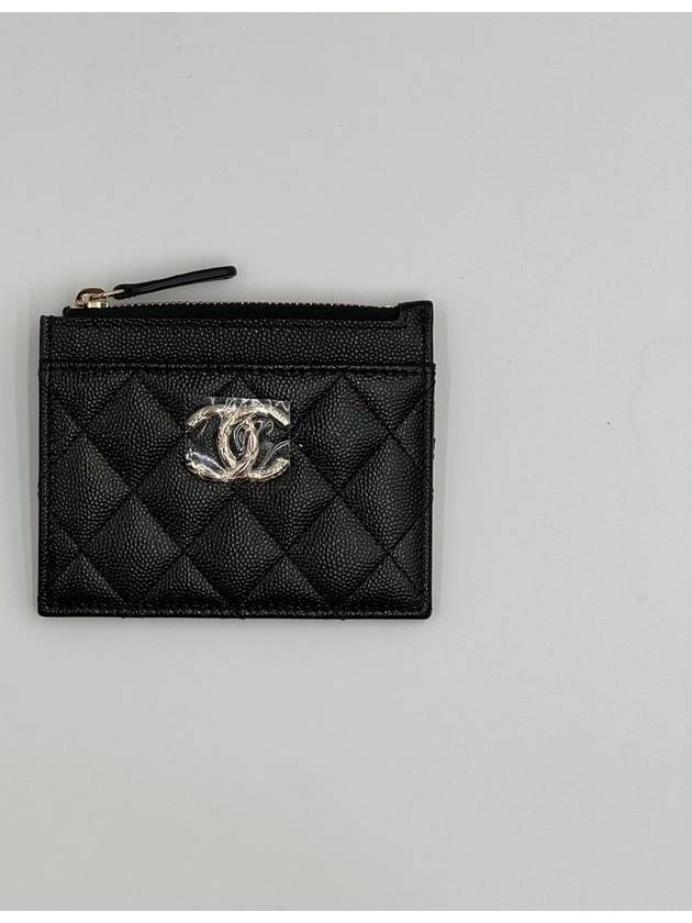 Gold logo caviar card wallet black - CHANEL - BALAAN 3