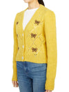 Embroidered Butterfly Pointel Alpaca Cardigan Yellow - ALESSANDRA RICH - BALAAN 3