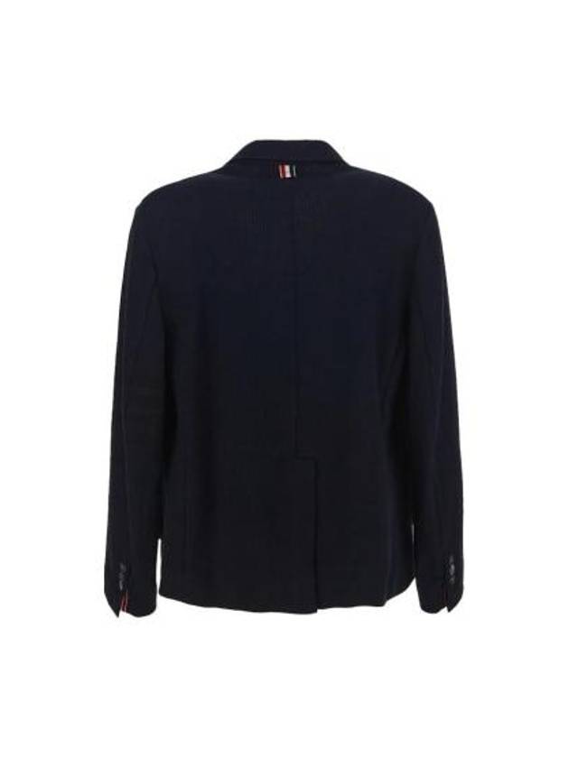 Men's 4 Bar Seesucker Loopback 4 Bar Sack Cardigan Navy - THOM BROWNE - BALAAN 3