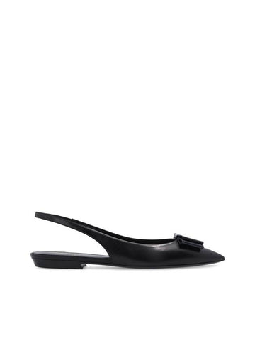 Women's Anais Patent Logo Slingback Flats Black - SAINT LAURENT - BALAAN 1