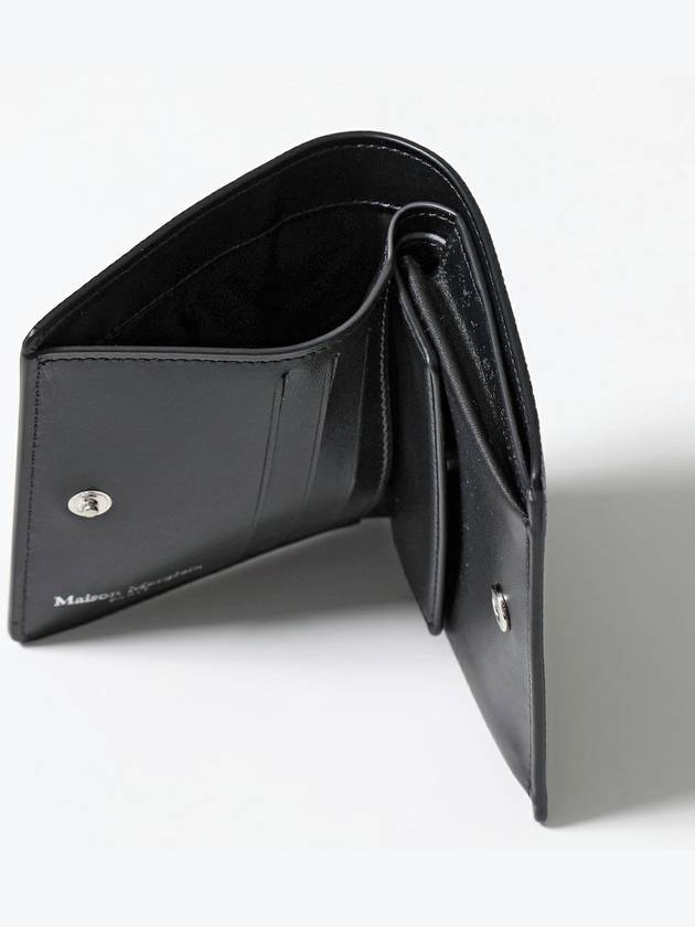 Stitch Logo Compact Bifold Half Wallet Black - MAISON MARGIELA - BALAAN 5