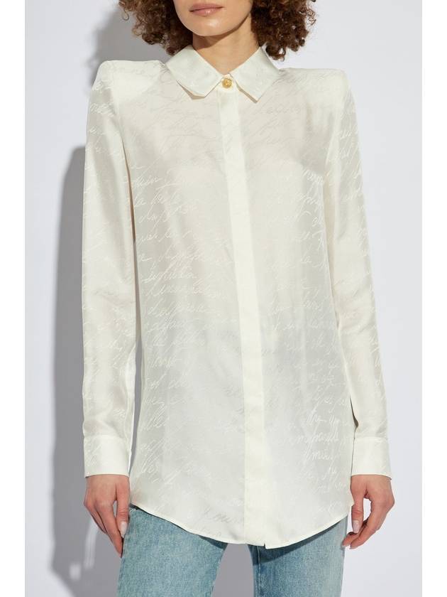 Balmain Satin Shirt With Monogram, Women's, White - BALMAIN - BALAAN 3